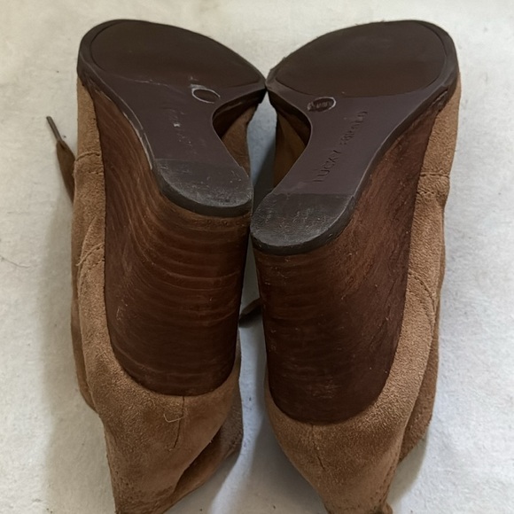 Lucky Brand Sway cognac suede lace up wedge heels booties sz 8 1/2 - Picture 7 of 10